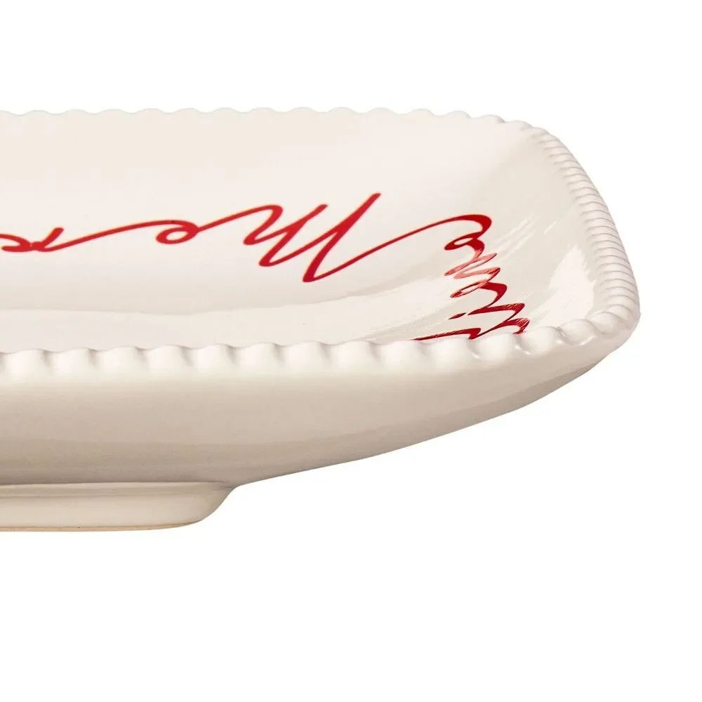 Better Homes & Gardens Winter Botanicals White Stoneware Serving Tray 15.15